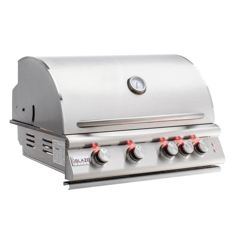 Blaze Grill Package - Premium LTE 32-Inch 4-Burner Built-In Natural Gas Grill, Double Side Burner and Griddle in Stainless Steel