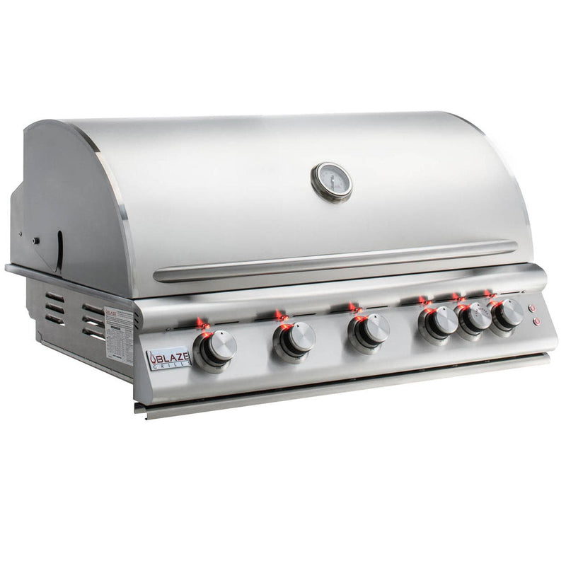 Blaze Grill Package - Premium LTE 40-Inch 5-Burner Built-In Liquid Propane Grill, Side Burner and Beverage Center in Stainless Steel