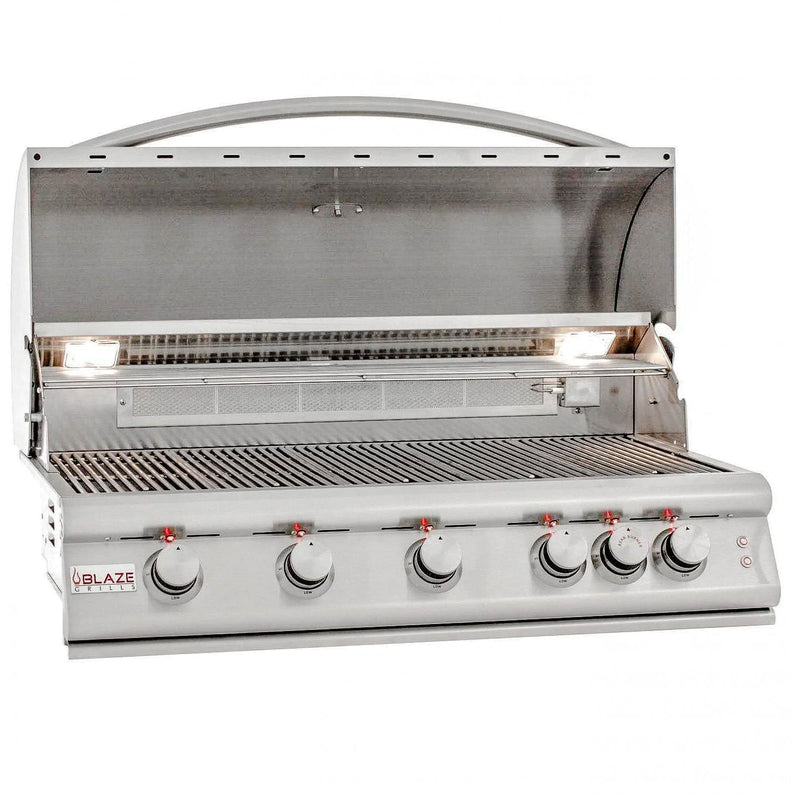 Blaze Grill Package - Premium LTE 40-Inch 5-Burner Built-In Natural Gas Grill, Double Side Burner and Griddle in Stainless Steel