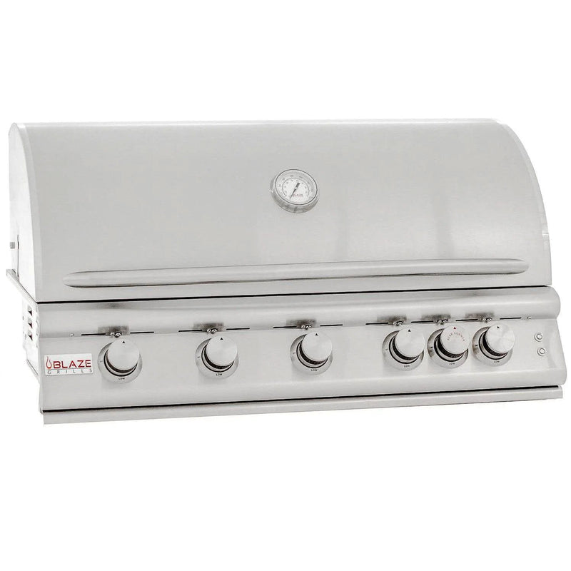 Blaze Grill Package - Premium LTE 40-Inch 5-Burner Built-In Natural Gas Grill, Double Side Burner and Griddle in Stainless Steel