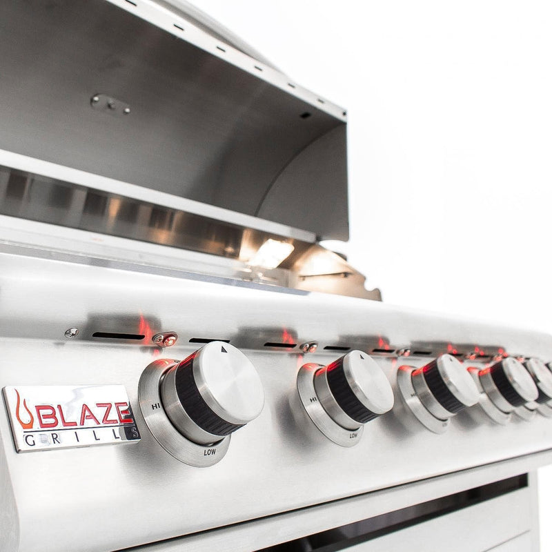 Blaze Grill Package - Premium LTE 40-Inch 5-Burner Built-In Natural Gas Grill, Double Side Burner and Beverage Center in Stainless Steel