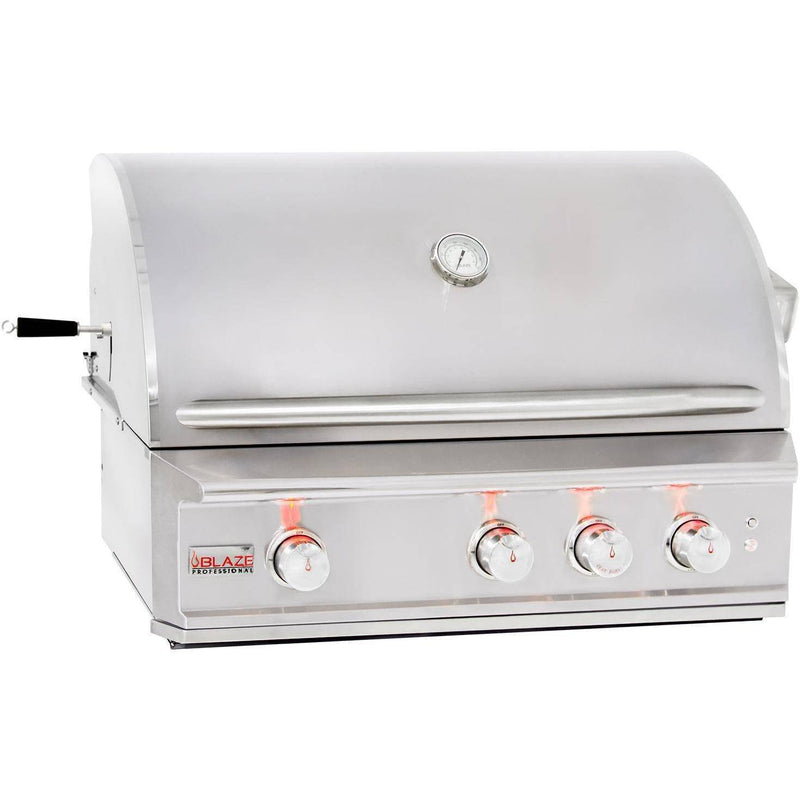 Blaze Grill Package - Professional LUX 34-Inch 3-Burner Built-In Liquid Propane Grill and Side Burner in Stainless Steel