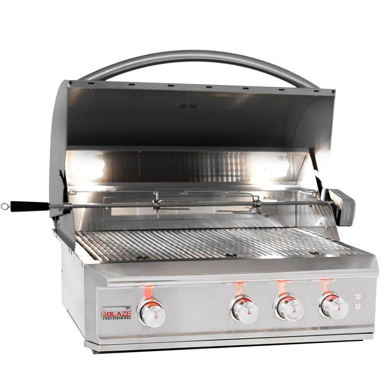 Blaze Grill Package - Professional LUX 34-Inch 3-Burner Built-In Liquid Propane Grill and Side Burner in Stainless Steel