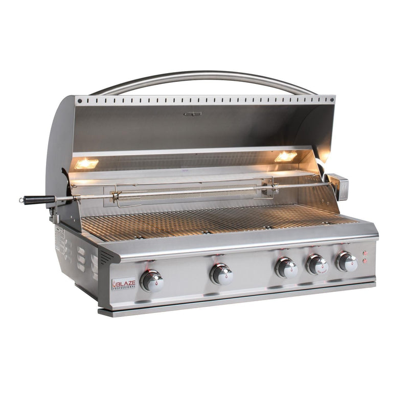 Blaze Grill Package - Professional LUX 44-Inch 4-Burner Built-In Liquid Propane Grill and Side Burner in Stainless Steel