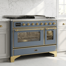 ILVE Majestic II 48 Inch Dual Fuel Range, Double Oven, 8 Burners & Griddle UM12FDNS3