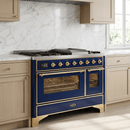 ILVE Majestic II 48 Inch Dual Fuel Range, Double Oven, 8 Burners & Griddle UM12FDNS3