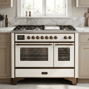 ILVE Majestic II 48 Inch Dual Fuel Range, Double Oven, 8 Burners & Griddle UM12FDNS3