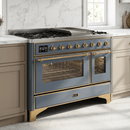 ILVE Majestic II 48 Inch Dual Fuel Range, Double Oven, 8 Burners & Griddle UM12FDNS3