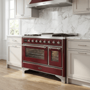 ILVE Majestic II 48 Inch Dual Fuel Range, Double Oven, 8 Burners & Griddle UM12FDNS3