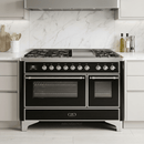 ILVE Majestic II 48 Inch Dual Fuel Range, Double Oven, 8 Burners & Griddle UM12FDNS3