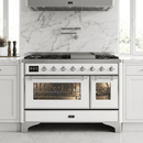 ILVE Majestic II 48 Inch Dual Fuel Range, Double Oven, 8 Burners & Griddle UM12FDNS3