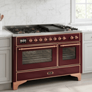 ILVE Majestic II 48 Inch Dual Fuel Range, Double Oven, 8 Burners & Griddle UM12FDNS3