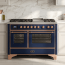 ILVE Majestic II 48 Inch Dual Fuel Range, Double Oven, 8 Burners & Griddle UM12FDNS3