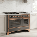 ILVE Majestic II 48 Inch Dual Fuel Range, Double Oven, 8 Burners & Griddle UM12FDNS3