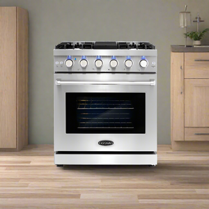 Cosmo 30 in. Slide-In Freestanding Gas Range with 5 Sealed Burners, Cast Iron Grates, 4.5 cu. ft. Capacity Convection Oven in Stainless Steel - COS-EPGR304