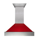 ZLINE DuraSnow Stainless Steel Range Hood with Red Gloss Shell