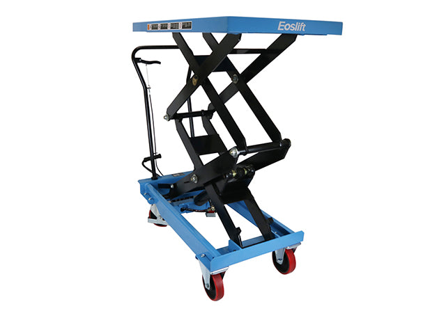 EOSLIFT Industrial Grade Heavy Duty Manual Double Scissor Lift Table Cart 1764 lbs Capacity, Table Size 20 5 in x 39 8 in with Swivel Rear Caster and Rigid Stationary Front Caster Wheels - TAD80