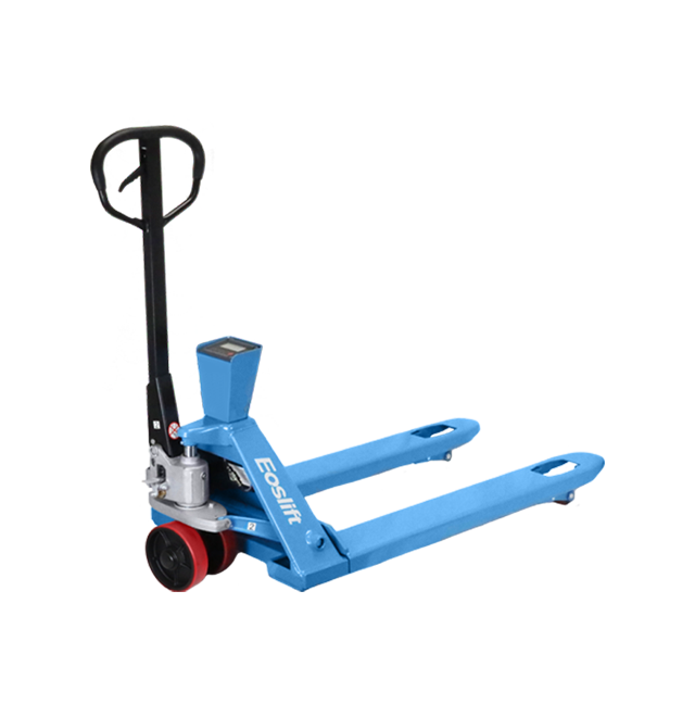 EOSLIFT Industrial Grade Manual Scale Pallet Jack 4,400 lbs 27 in x 45 in German Seal System with Polyurethane Wheels
