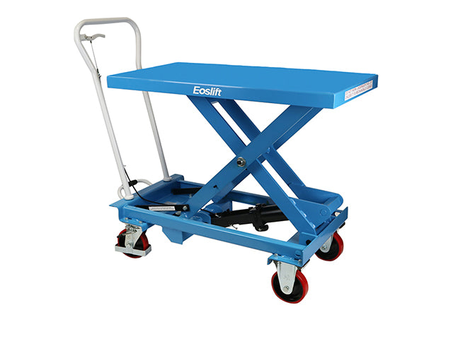 EOSLIFT Industrial Grade Manual Scissor Lift Table Cart 1100 lbs Capacity, Table Size 20 5 in x 39 7 in with Swivel Rear Caster and Rigid Stationary Front Caster Wheels - TA50