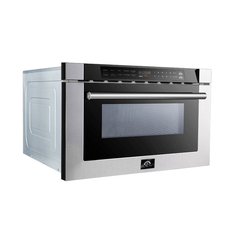 Forno 4-Piece Appliance Package - 30-Inch Electric Range, Pro-Style Refrigerator, Dishwasher, and Microwave Drawer in Stainless Steel