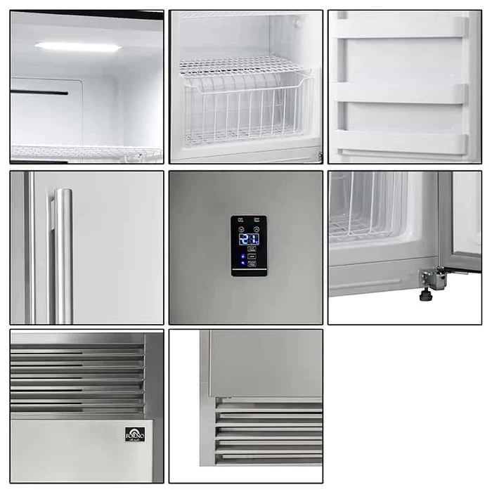 FORNO 28" 13.8 cu.ft. Pro-Style Dual Combination Refrigerator & Freezer with 4" Grill Trim Kit in Stainless Steel - FFFFD1933-28LS