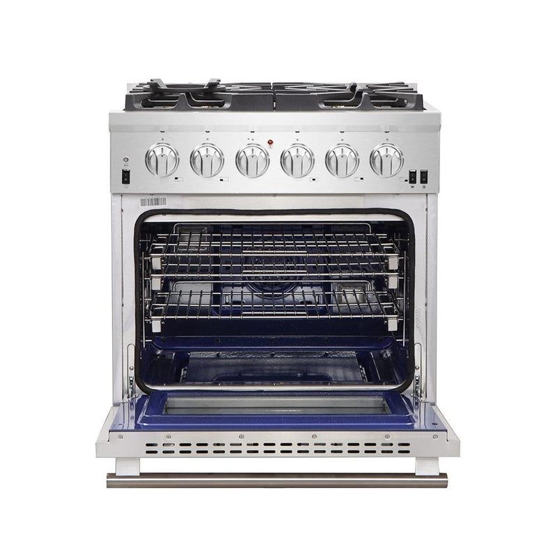 Forno 3-Piece Pro Appliance Package - 30-Inch Gas Range, French Door Refrigerator, and Dishwasher in Stainless Steel