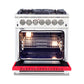 Forno 30-Inch Capriasca Dual Fuel Range with 5 Gas Burners and 240v Electric Oven in Stainless Steel with Red Door (FFSGS6187-30RED)