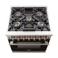 Forno 30-Inch Capriasca Gas Range with 5 Burners and Convection Oven in Stainless Steel with Black Door (FFSGS6260-30BLK)