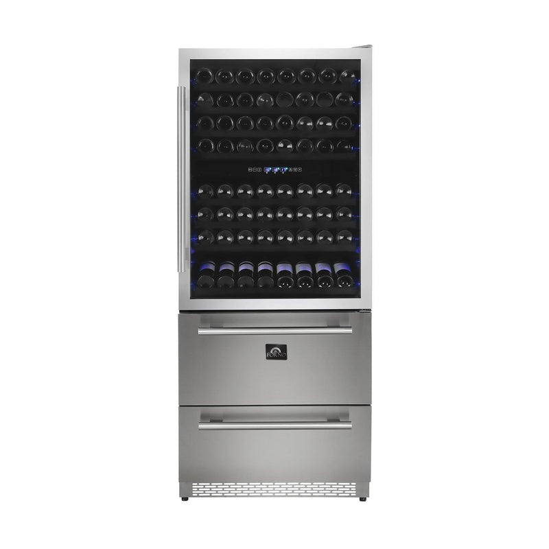 Forno 30-Inch Dual Zone Wine Cooler & Refrigerator Drawer (FWCDR6661-30S)