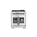 FORNO 30-Inch Capriasca Dual Fuel Range with 5 Gas Burners, 100,000 BTUs, and French Door Electric Oven in Stainless Steel - FFSGS6387-30