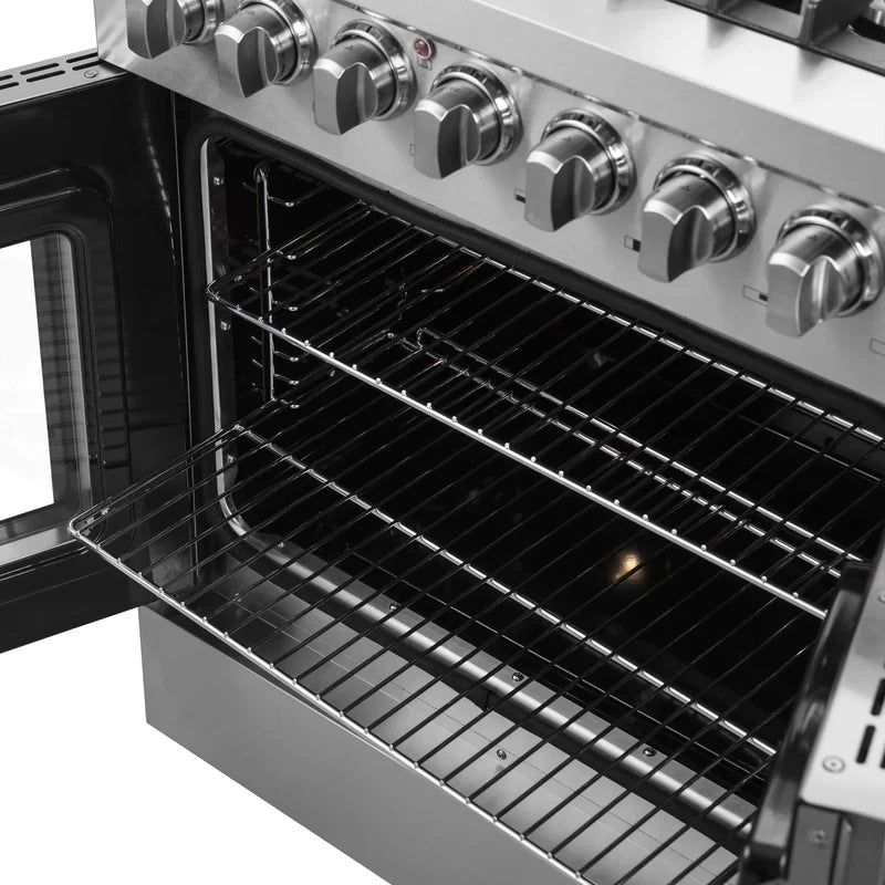 FORNO 30-Inch Galiano Freestanding French Door Dual Fuel Range with 5 Burners and 68,000 BTUs in Stainless Steel - FFSGS6356-30
