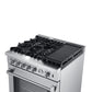 Forno 30-Inch Lazio Gas Range with 5 Sealed Burner, Air Fryer, Wok Ring, & Reversible Griddle in Stainless Steel (FFSGS6276-30)