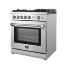 Forno 30-Inch Lazio Gas Range with 5 Sealed Burner, Air Fryer, Wok Ring, & Reversible Griddle in Stainless Steel (FFSGS6276-30)