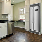FORNO Salerno 33" Side by Side Built-in Refrigerator 15.6 cu.ft in Stainless Steel with Built-in Style Grille Trim Kit - FFRBI1805-37SG