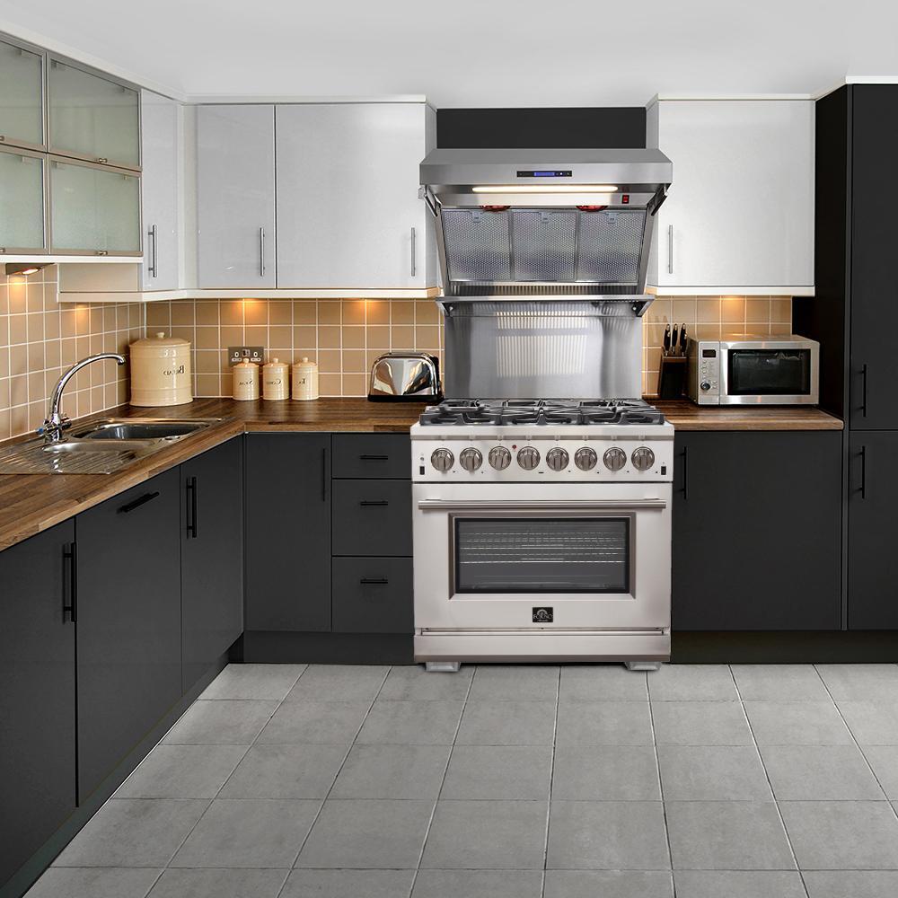 FORNO Fratta 36" Platinum Freestanding Dual Fuel Range - FFSGS6187-36
