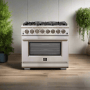 FORNO Fratta 36" Platinum Freestanding Dual Fuel Range - FFSGS6187-36