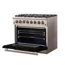 Forno 36-Inch Capriasca Dual Fuel Range with 6 Gas Burners and 240v Electric Oven in Stainless Steel with Black Door (FFSGS6187-36BLK)