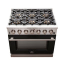 Forno 36-Inch Capriasca Gas Range with 6 Burners and Convection Oven in Stainless Steel with Black Door (FFSGS6260-36BLK)