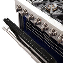 Forno 36-Inch Capriasca Gas Range with 6 Burners and Convection Oven in Stainless Steel with Black Door (FFSGS6260-36BLK)