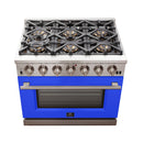 Forno 36-Inch Capriasca Gas Range with 6 Burners and Convection Oven in Stainless Steel with Blue Door (FFSGS6260-36BLU)