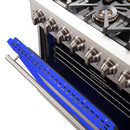 Forno 36-Inch Capriasca Gas Range with 6 Burners and Convection Oven in Stainless Steel with Blue Door (FFSGS6260-36BLU)