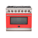 Forno 36-Inch Capriasca Gas Range with 6 Burners and Convection Oven in Stainless Steel with Red Door (FFSGS6260-36RED)