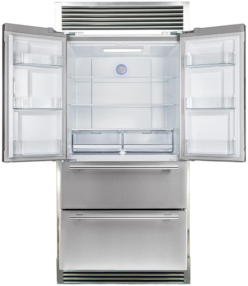 Forno 36-Inch French Door Refrigerator - 19 cu.ft with Double Freezer Drawer and Ice Maker - with 4” Custom Grill (FFRBI1820-40SG)