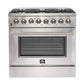 FORNO Maniago 36" Gold Freestanding Dual Fuel Range with 240v Electric Oven - 6 Burners and Convection Oven-FFSGS6156-36
