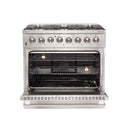 FORNO Maniago 36" Gold Freestanding Dual Fuel Range with 240v Electric Oven - 6 Burners and Convection Oven-FFSGS6156-36
