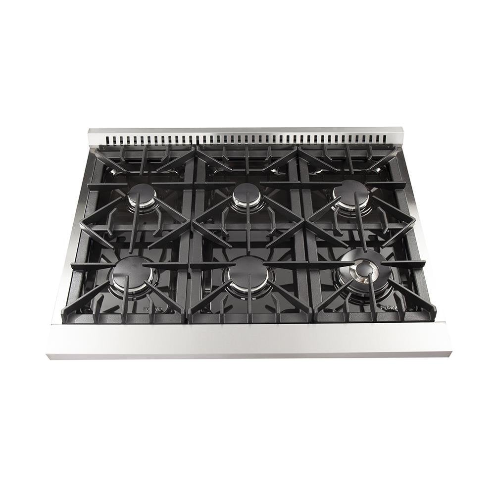 FORNO Maniago 36" Gold Freestanding Dual Fuel Range with 240v Electric Oven - 6 Burners and Convection Oven-FFSGS6156-36