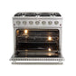 Forno Galiano 36-Inch  Gas Range with 6 Burners and Gas Convection Oven (FFSGS6244-36)