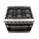 Forno 36-Inch Galiano Gas Range with 6 Gas Burners and Convection Oven in Stainless Steel with Black Door (FFSGS6244-36BLK)
