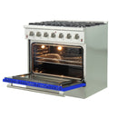 Forno 36-Inch Galiano Gas Range with 6 Gas Burners and Convection Oven in Stainless Steel with Blue Door (FFSGS6244-36BLU)
