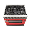 Forno 36-Inch Galiano Gas Range with 6 Gas Burners and Convection Oven in Stainless Steel with Red Door (FFSGS6244-36RED)